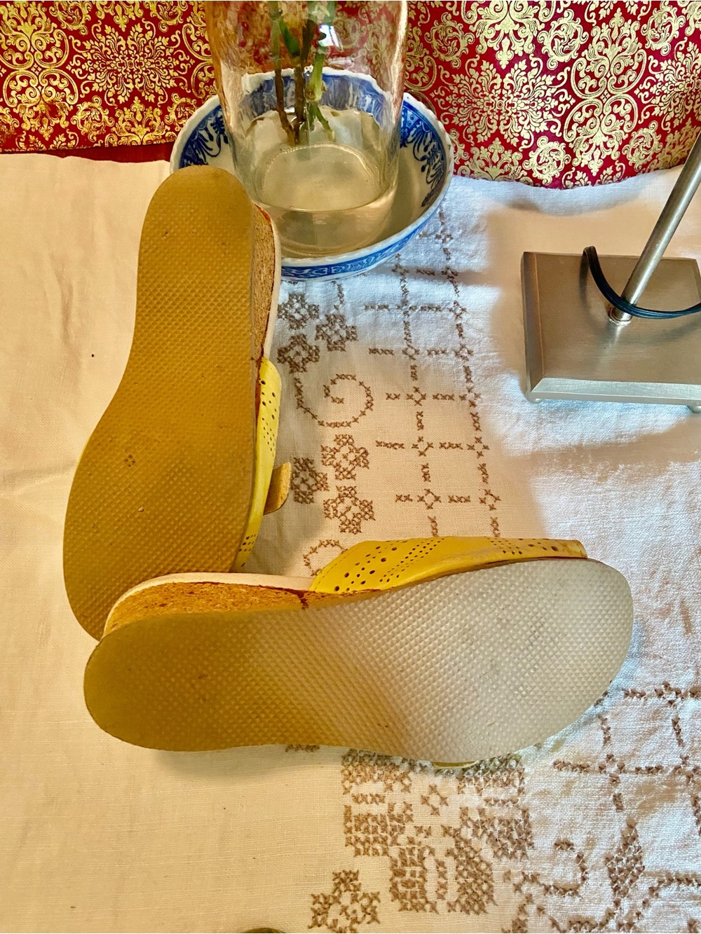 Worishofer Yellow Women’s Leather Cork Wedge Slide Sandal US 6 EU 36 - Picture 4 of 5